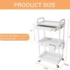 3 Tier Rolling Utility Cart with Drawer,REBECAT Utility Cart Made of Multifunctional Storage Organizer Tool for Kitchen,Bathroom,Living Room,Office(White) - Image 5