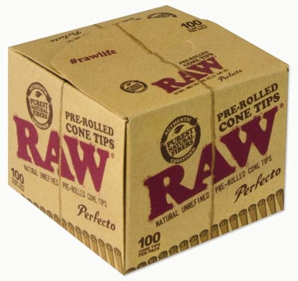 Raw Pre-Rolled Perfecto Cone Tips 1 pack of 100 tips and Two packs of raw King Size Paper and DeLaCruzV Tube. - Image 3