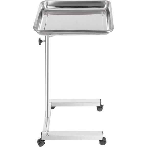 VEVOR Lab Cart, Stainless Steel Mayo Tray Stand 18 x 14 in Trolley Mayo Stand, Adjustable Height 32-51 in Instrument Tray with Removable Tray & 4 Omnidirectional Wheels, Ideal for Home Equipment - Image 9