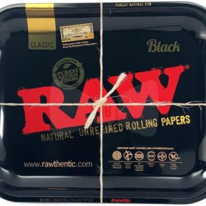 RAW Large Black Limited Edition RAWthentic Rolling Tray - 13.5" x 11"