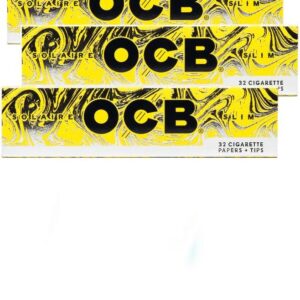 OCB Solaire Slim Size (110mm) Rolling Papers with Tips (3 Pack)