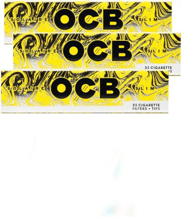 OCB Solaire Slim Size (110mm) Rolling Papers with Tips (3 Pack)