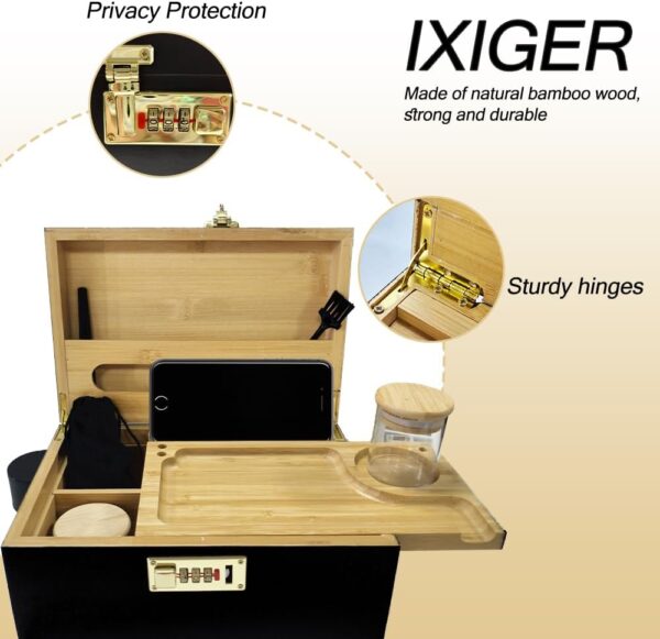 IXIGER Rolling Tray Set with Stash Box & Lockable Storage Box - Complete Rolling Tray Set for Cigarette Rolling, Storage & Organization - Durable & Stylish Rolling Tray for Smokers - Image 3