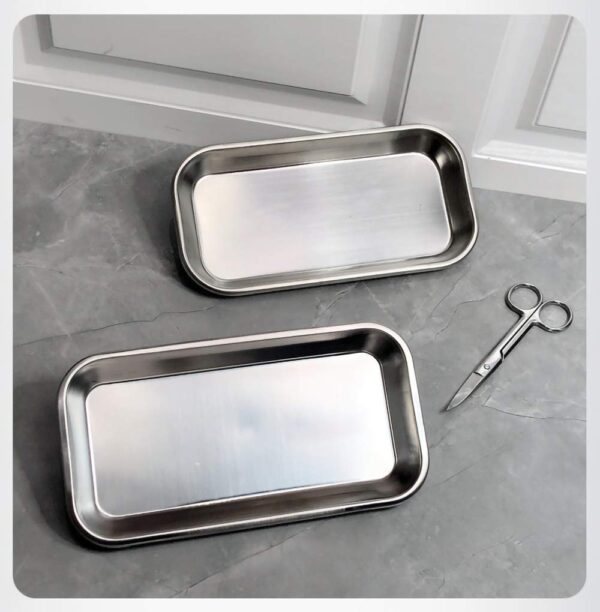 3 Pack Professional Medical Surgical Stainless Steel Dental Procedure Tray Thickening Lab Instrument Tools Trays -Flat Type (8.6" * 4.3" * 0.8", 3) - Image 4