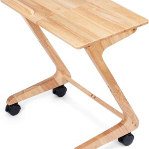 TV Tray Table, TV Dining Table with Casters for Small Spaces, Solid Wood End Table, Sofa Couch Side Table Removable Snack Tray for Coffee Bed Sofa Eating Writing Reading Living Room Bedroom