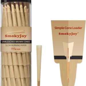 Cones Rolling Papers Pre Rolled Paper Cones 1 1/4 Size - 100 Pack Preroll Pre Rolls Paper with Filter Tips and Packing Tubes Included