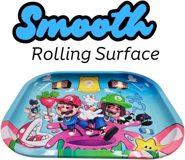 Rolling Tray. Decorative Tray for Multipurpose Use Tin is 7 x 5.5 inches. This Mario and Luigi Rolling Tray is Made of tin. Cool Cartoon Design. - Image 3