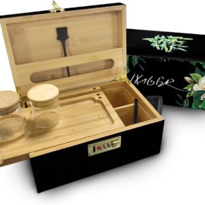 IXIGER Rolling Tray Set with Stash Box & Lockable Storage Box - Complete Rolling Tray Set for Cigarette Rolling, Storage & Organization - Durable & Stylish Rolling Tray for Smokers