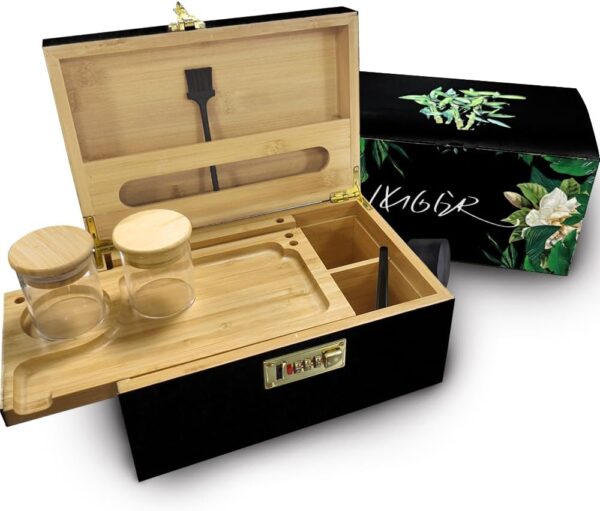 IXIGER Rolling Tray Set with Stash Box & Lockable Storage Box - Complete Rolling Tray Set for Cigarette Rolling, Storage & Organization - Durable & Stylish Rolling Tray for Smokers