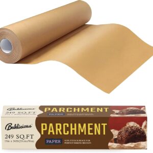 Unbleached Parchment Paper Roll for Baking, 13 in x 242 Ft, 249 Sq.Ft, Baklicious Non-stick Baking Parchment Paper for Baking, Cookies, Bread, Oven, Air Fryer, Steamer, Baking paper