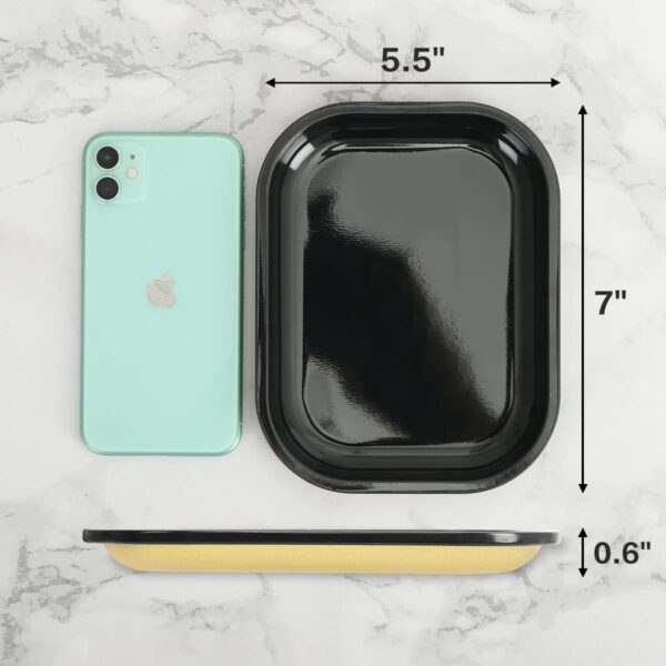 HOKirin Metal Tray with Soft Magnetic Lid,Metal Small Tray with Spill Proof Cover,Cute Black Blank Decorative Tray,Perfect for Home and On-The-Go,7” x 5.5” x 0.6“ - Image 5