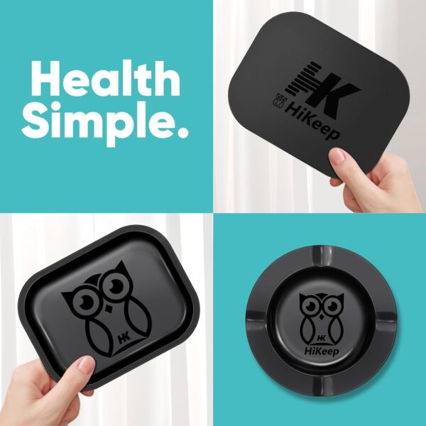 Rolling Tray with PVC Soft Magnetic Lid - 7 x 5.5'', Ashtray - 5.8 x 5.8'' - Set of 3 (Owl Design) - Image 5
