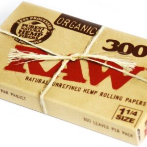 RAW Organic 300 1.25 1 1/4 Size Rolling Papers 1 Pack = 300 Leaves, 300 Count (Pack of 1)