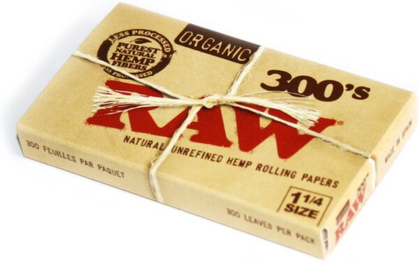 RAW Organic 300 1.25 1 1/4 Size Rolling Papers 1 Pack = 300 Leaves, 300 Count (Pack of 1)