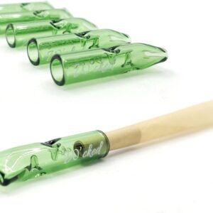 5PCS Reusable W'cked Glass Filter Tips for Pre Rolled Rolling Paper Cones, Slim Cigarettes, Glass Rolling Tip Mouthpieces (Green)