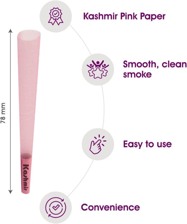 Kashmir Pink Pre Rolled Cones King Size 200 Count – Stylish Pink Rolling Cones with Tips, Unbleached Paper, Slow Burning, Easy Fill, Bulk Pack - Image 4