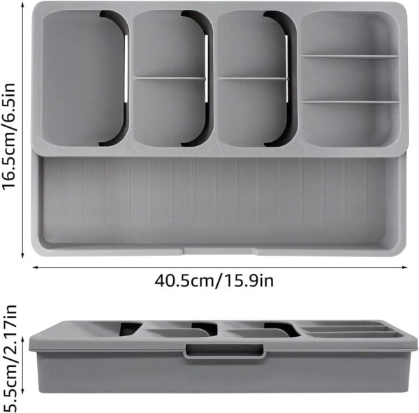 EOOXEKFX Weiliya UNRRZLCA Kitchen Drawer Organizer Tray,Drawer Organiser,Cutlery Tray,Expandable Utensil Tray for Kitchen,Compact Plastic Storage Organisation for Spoons - Image 3