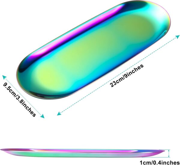 Rainbow Oval Stainless Steel Tray – Mini Coffee Table Tray for Jewelry, Cosmetics & Candles | Vacuum Coating – No Fading, No Discoloration - Image 4