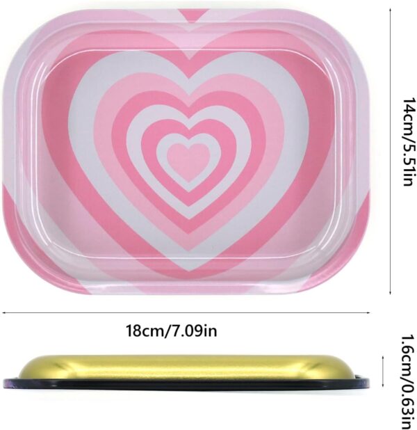 Rolling Tray, Dusty Pink Rolling Trays- Unique Gifts, Perfect Size for Home Or Travel Accessories (Heart, Medium - 7 x 5.5'') - Image 3