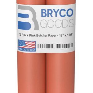 Bryco Goods (Pack of 2) Pink Butcher Paper Rolls, 18"x175' (2100 Inch) Food-Grade Peach Butcher Paper for Smoker, BBQ, Grilling, Smoking Meat - USA Made - Unbleached, Uncoated and Unwaxed