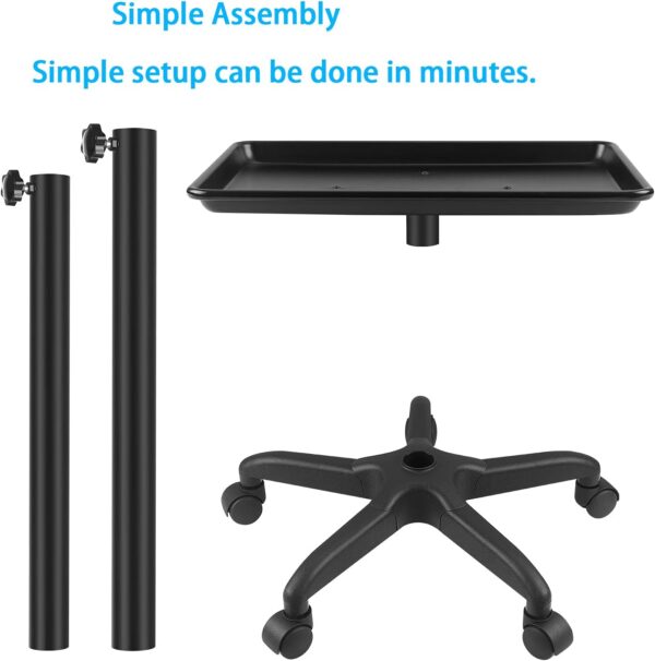 Salon Tray Cart Premium Aluminum Tattoo Tray Rolling Trolley Adjustable Height Storage Utility Cart for Clinic Spa Rolling Tray (Black) - Image 4
