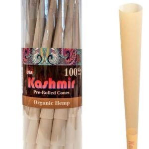 Kashmir 100 ct Organic Rolling Paper Cone King Size, Natural Pre Rolled Cones with Filter Tips, 109mm Organic Natural Fibers Easy to Use Convenient Preroll Cones, Classic Cones Rolling Paper - 100 Pcs