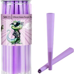 Purple Pre Rolled Cones | King Size | 50 Pack | Purple Paper | "W" Filter Tip | Natural Purple Rolling Paper (J1440)