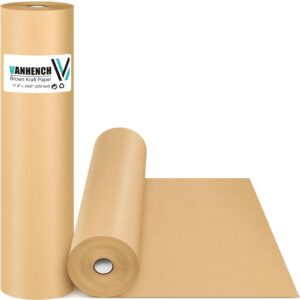 Vanhench Brown Large Kraft Paper Roll 17.8"x 2400", Craft Paper Roll for Bulletin Board Kids Arts Crafts Packing Wrap Moving Shipping Poster Floor Covering Crafting Drawing Craft Table