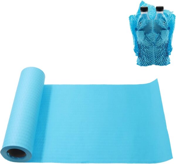 Honeycomb Cushioning Wrap Paper Roll,ULIFESTAR Honeycomb Kraft Packing Paper,Alternative To Bubble Wrap Roll,1PC Recyclable Honeycomb Packing Paper for Shipping Moving Blue, 25cm*100m/9.84"*328ft