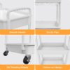 3 Tier Rolling Utility Cart with Drawer,REBECAT Utility Cart Made of Multifunctional Storage Organizer Tool for Kitchen,Bathroom,Living Room,Office(White) - Image 2