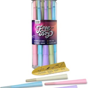 Free Boy 72 Pack Colorful Pre Rolled Cones,King Size Cones Rolling Papers with Tips,Vegan & Smooth Burning