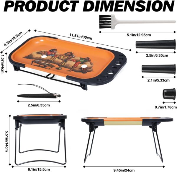 Decorative Tray Metal Tray Set Includes Foldable Stand and Accessories,Multi-Functional Large Tray with Cool Pattern,11.9"x6.5" - Image 2