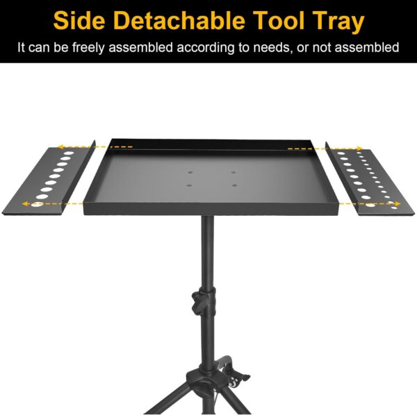 Rolling Tool Tray Cart, Mobile Work Table Tool Tray with 2 Tool Holder Metal Tattoo Tray Height Adjustable, Tool Table Rolling Utility Cart, Tray Cart Tool Storage for Salon Garage Bike Work Shop - Image 5
