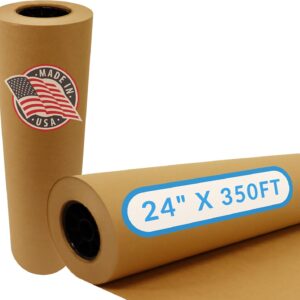Made in USA | Bulk Value 24 in x 350 ft (4200 in) Reli. Brown Butcher Paper Roll | Food Grade Kraft Paper for BBQ | Butcher Wrap for Smoking Meat | Unwaxed, Meat Wrapping & Smoking (Brown)