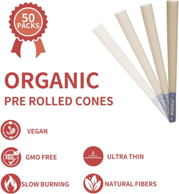 ZVOHOW Classic Pre rolled Cones 50 PACKS - King Size (108mm) Pre Rolling Papers With Tips and Kraft Paper Stick - Classic Rolled Cones Rolling Papers (Brwon 50Pack) - Image 2