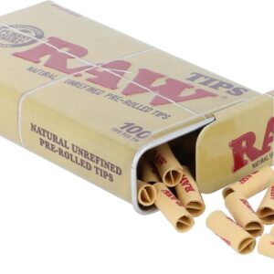 RAW Pre-Rolled Tips + Tin Storage - Single Unit - 100 Tips per Tin