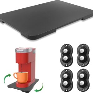 Appliance Slider 360° Rolling Tray for Coffee Maker Bamboo Coffee Pot Slider Tray Countertop Rotation Sliding Tray with Wheels, Small Appliances Mat Black(Small 13.9"×9.4")