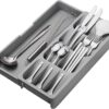 EOOXEKFX Weiliya UNRRZLCA Kitchen Drawer Organizer Tray,Drawer Organiser,Cutlery Tray,Expandable Utensil Tray for Kitchen,Compact Plastic Storage Organisation for Spoons - Image 2