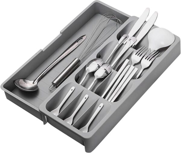 EOOXEKFX Weiliya UNRRZLCA Kitchen Drawer Organizer Tray,Drawer Organiser,Cutlery Tray,Expandable Utensil Tray for Kitchen,Compact Plastic Storage Organisation for Spoons - Image 2
