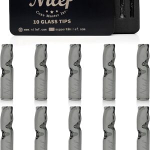 10PCS Reusable Glass Filter Tips for Pre Rolled Rolling Paper Cones, Slim Cigarettes, Glass Rolling Tip Mouthpieces (Grey)