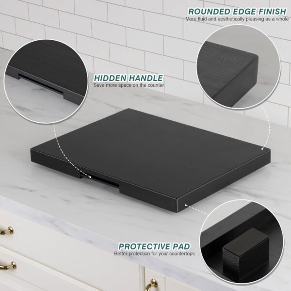 Appliance Slider, Wooden Sliding Tray for Coffee Maker, Coffee Pot Slider for Counter, Kitchen Caddy Rolling Tray (Classic Black- Wide) - Image 4