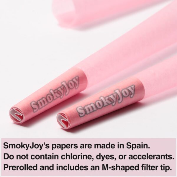 100 Pack 1 1/4 Size Cones - Pre Rolling Rolled Preroll Pre Rolls Papers Cone - Cones with Filter Tips and Packing Tubes Included, Pink - Image 2