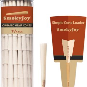 100 Pack 1 1/4 Size Cones Rolling Papers Pre Rolled Paper Cones - Preroll Pre Rolls Paper with Filter Tips and Packing Tubes Included