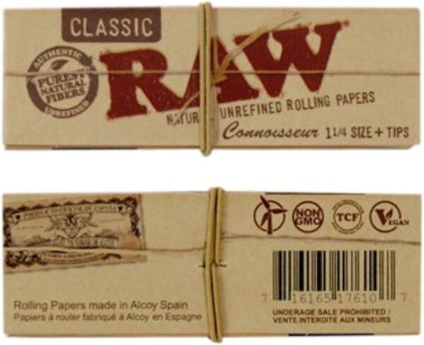 Raw Classic Connoisseur 1.25 1 1/4 Rolling Paper with Tips 1 Pack - Image 3