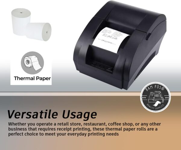 3 1/8 x 190 Thermal Receipt Paper Rolls For Most POS Systems and Receipt Printers, Compatible With Clover Station, Square Station, Toast Station, TM-T88, TSP Series (30 Rolls) - Image 3