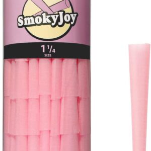 100 Pack 1 1/4 Size Cones - Pre Rolling Rolled Preroll Pre Rolls Papers Cone - Cones with Filter Tips and Packing Tubes Included, Pink