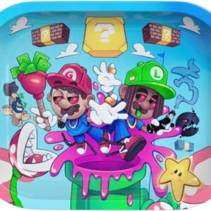 Rolling Tray. Decorative Tray for Multipurpose Use Tin is 7 x 5.5 inches. This Mario and Luigi Rolling Tray is Made of tin. Cool Cartoon Design.