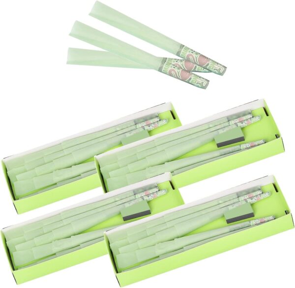 Pre-Rolled Green Cone, 4 Packs of 32 PCS Cones of 1 1/4 Size Rolling Papers with Tips (78mm)