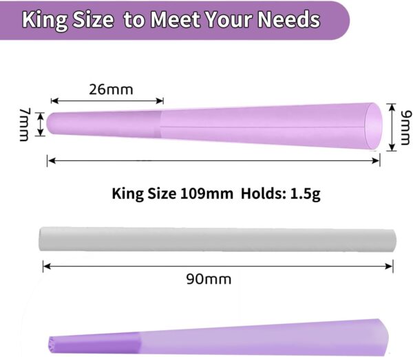 Purple Pre Rolled Cones | King Size | 50 Pack | Purple Paper | "W" Filter Tip | Natural Purple Rolling Paper (J1440) - Image 3