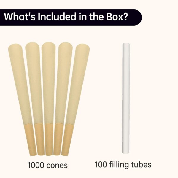 Pre Rolled Cones 1 1/4 Size 1000 Pack | Natural Brown | Bulk Pre-Rolled Cones with "Crown" Filter Tip | Natural Unbleached Rolling Paper (A80C00) - Image 7